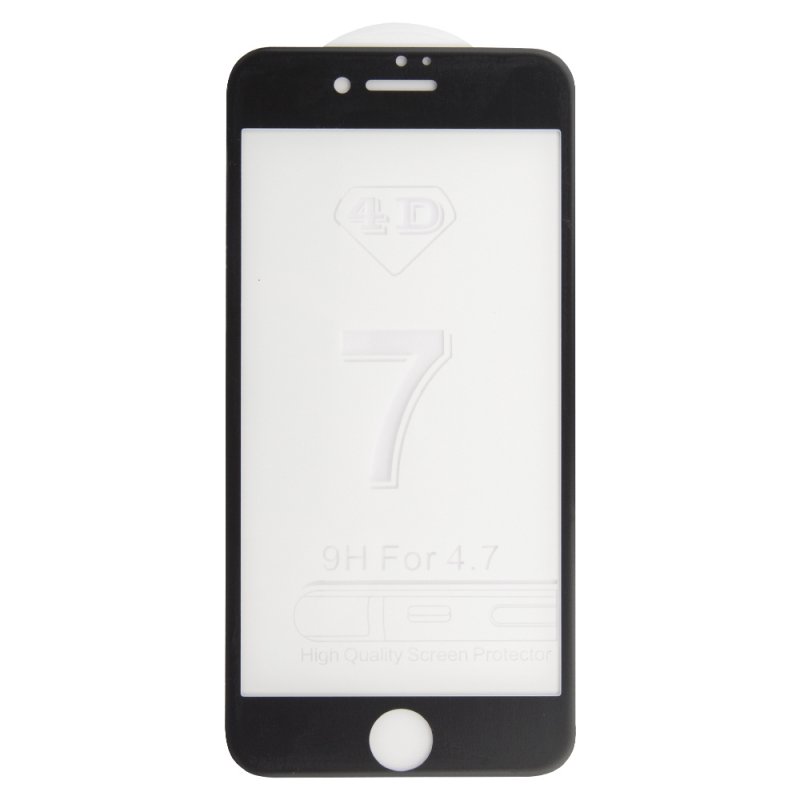 фото Защитное стекло "lp" для iphone se 2/8/7 4d, гибридное стекло, акриловая рамка(черное) liberty project