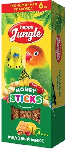 

Лакомство для птиц Happy Jungle Honey Sticks, 2 шт по 180 г