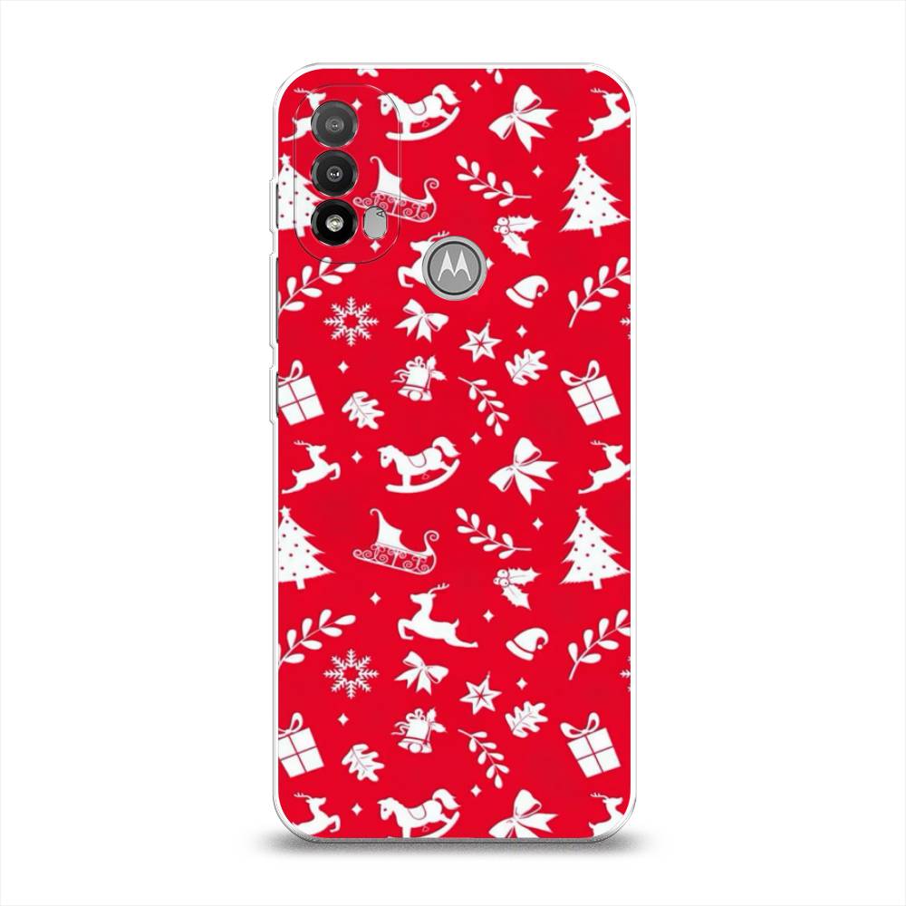 

Чехол на Lenovo K14 Plus/Motorola Moto E20/E30/E40 "Красный новогодний фон", Красный;белый, 243450-5