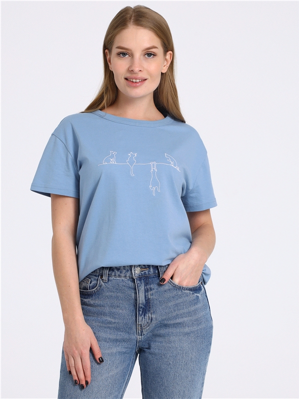 

Футболка женская Апрель ф269001000Р3 голубая 120/164, Голубой, ф269001000Р3