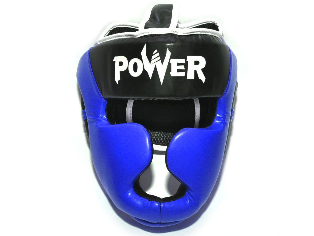 фото Шлем боксерский power, пвх, цвет синий, размер l :ht-p-l-c: ztt