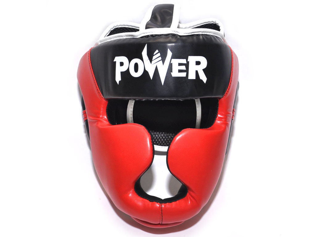 фото Шлем боксерский power, пвх, цвет красный, размер l :ht-p-l-k: ztt
