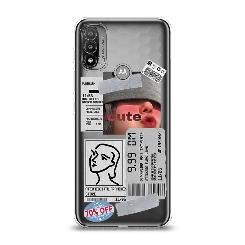 

Чехол на Lenovo K14 Plus/Motorola Moto E20/E30/E40 "Cute girl collage", Розовый;серый;голубой, 243450-6