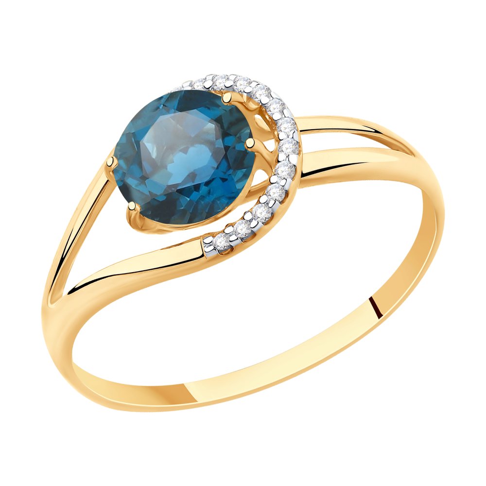 

Кольцо из золота р. , Diamant 51-310-00220-2, топаз\фианит, 51-310-00220-2