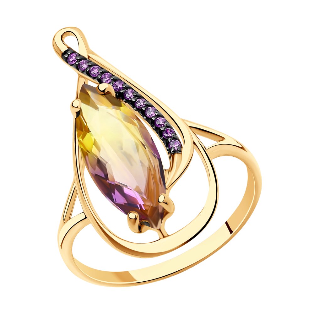

Кольцо из красного золота с ситаллом искусственным/фианитом р.18 Diamant 51-310-00761-2