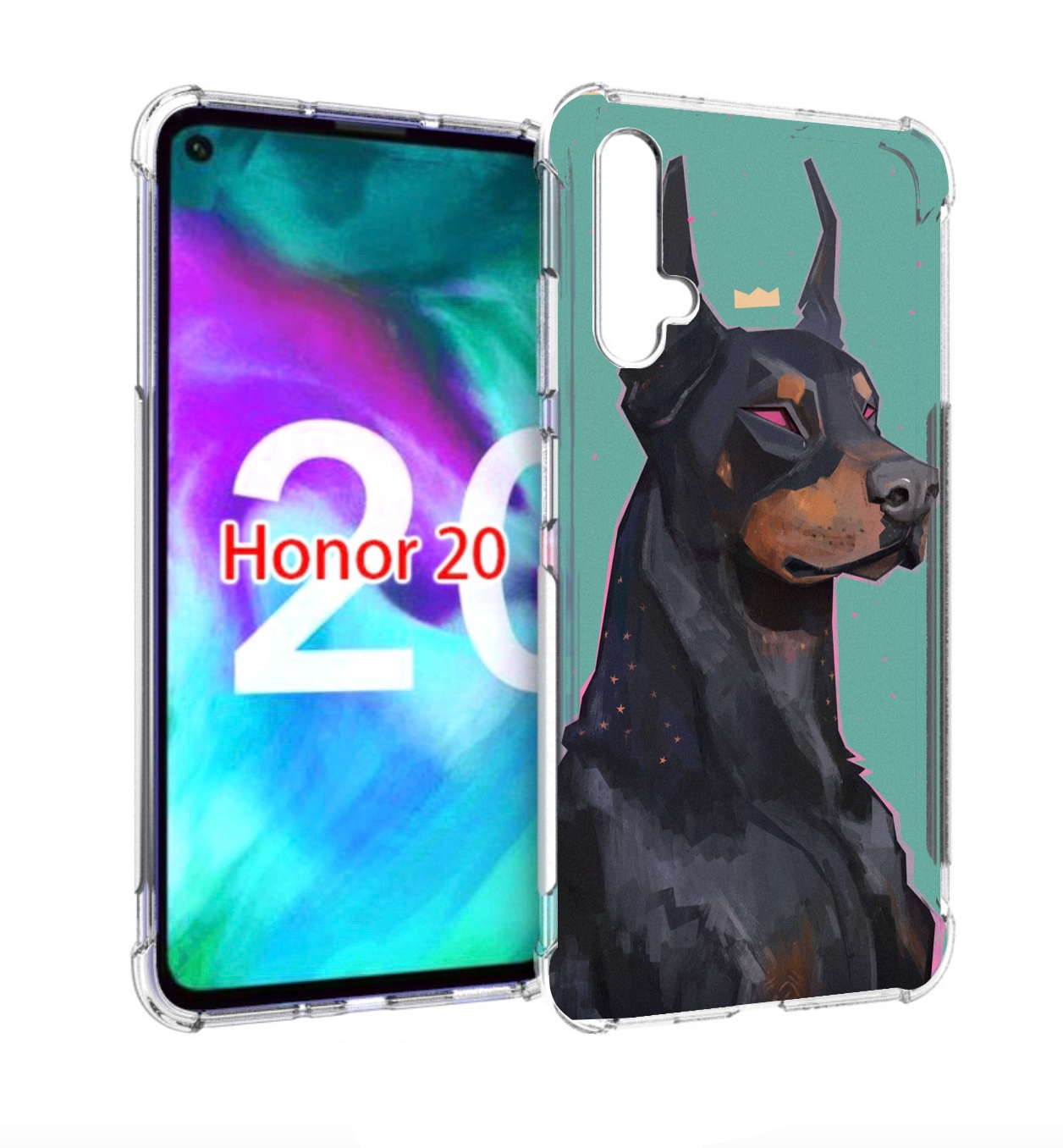 

Чехол бампер MyPads красивый-доберман для Honor 20, Прозрачный, Tocco