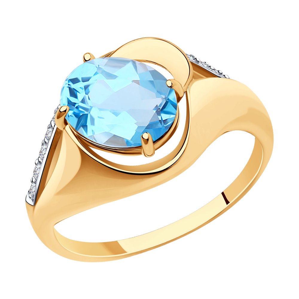 

Кольцо из золота р. 17,5 Diamant 51-310-00924-1, топаз\фианит, 51-310-00924-1
