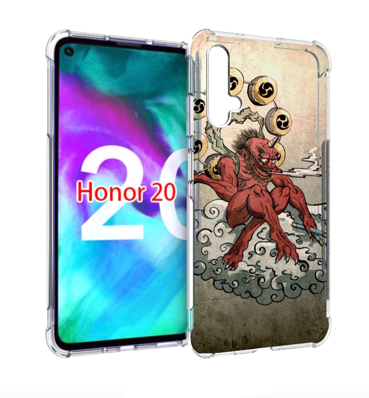 

Чехол бампер MyPads красный чертик на облаке для Honor 20, Прозрачный, Tocco