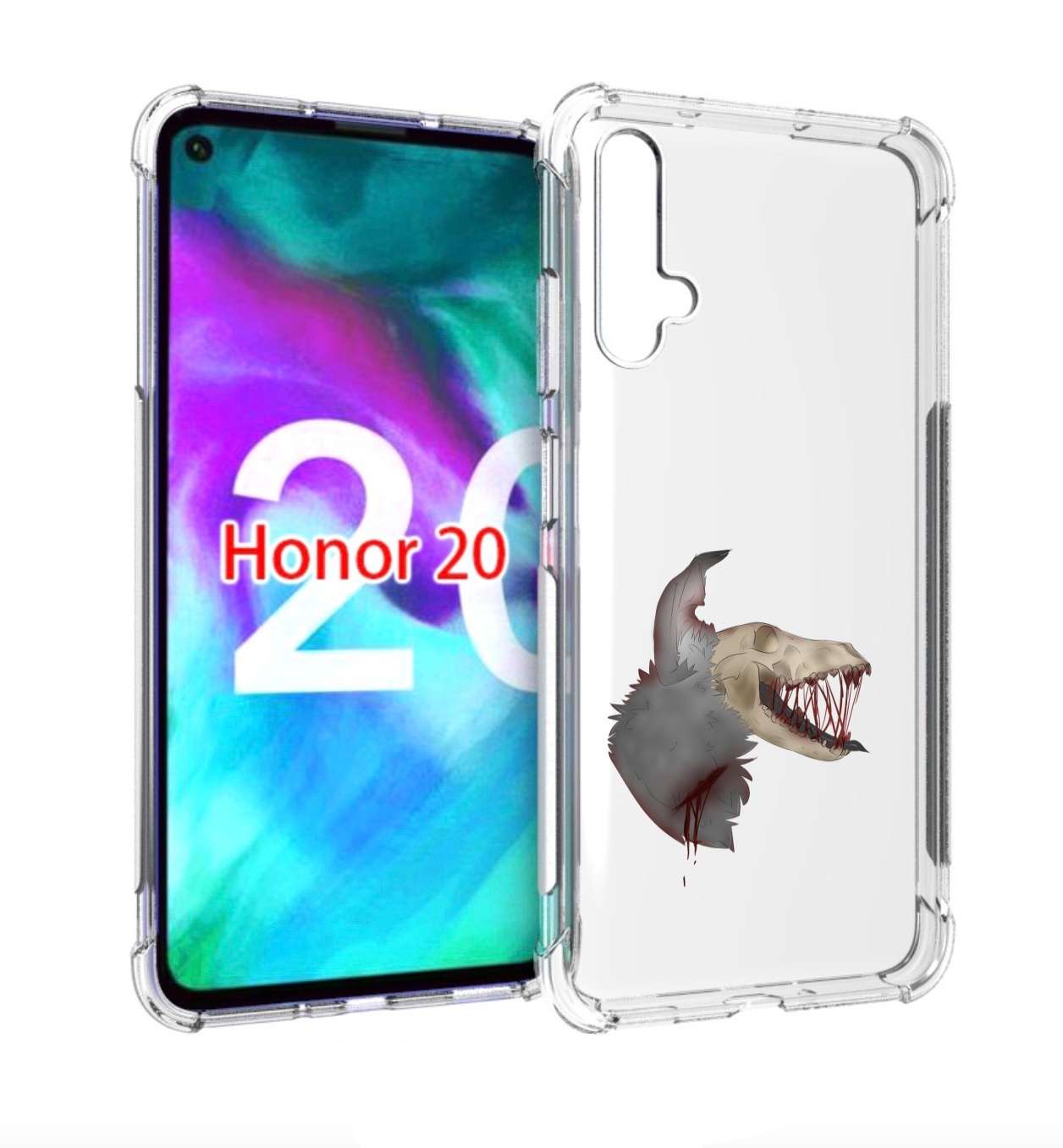 

Чехол бампер MyPads кровавый-череп для Honor 20, Прозрачный, Tocco