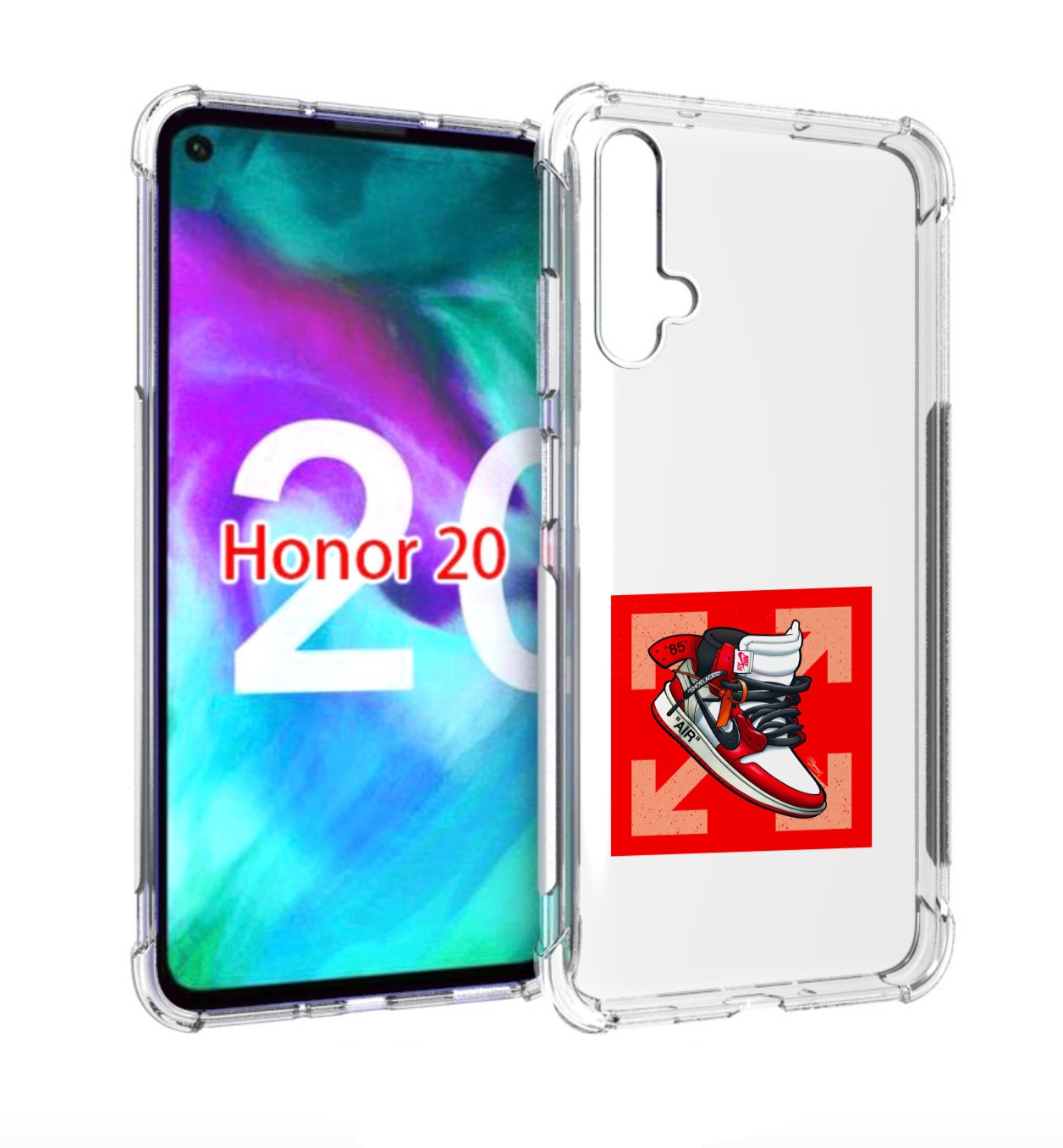Чехол бампер MyPads кроссовок джордан офвайт для Honor 20