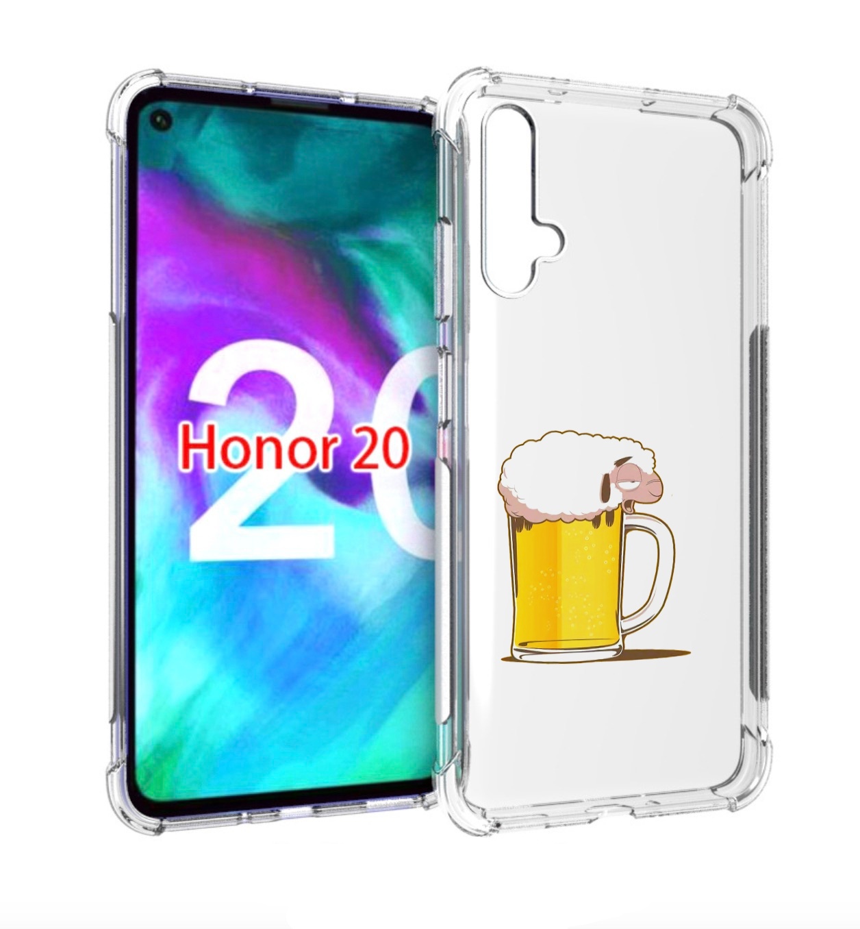 

Чехол бампер MyPads кружка пива для Honor 20, Прозрачный, Tocco