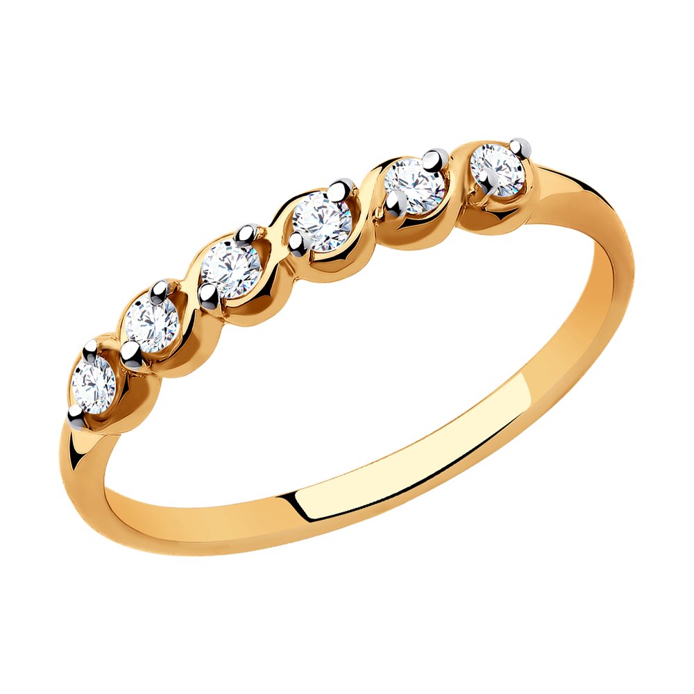 фото Кольцо из красного золота с фианитом р.16.5 diamant 51-110-00742-1