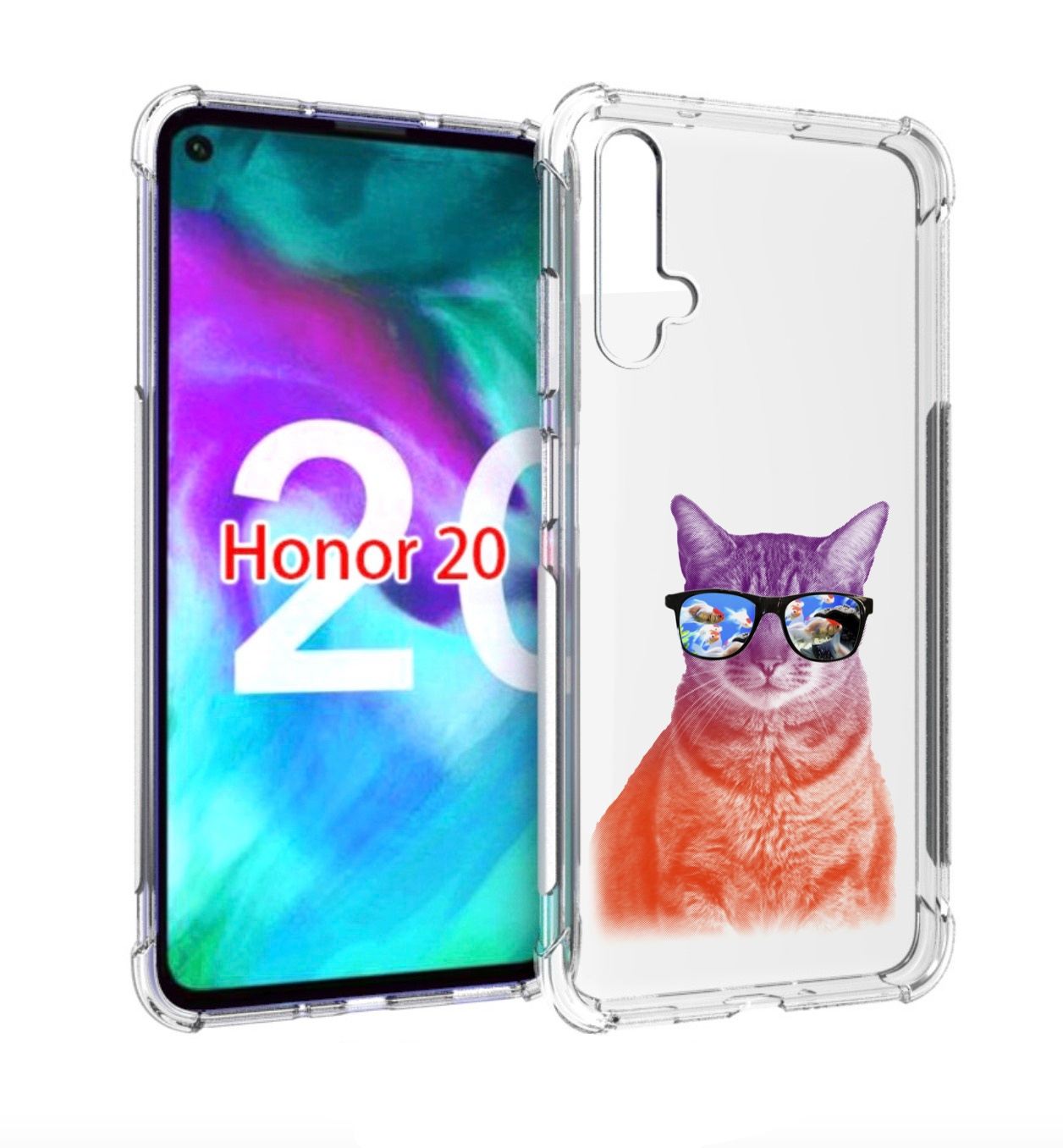 

Чехол бампер MyPads крутой кот-2 для Honor 20, Прозрачный, Tocco