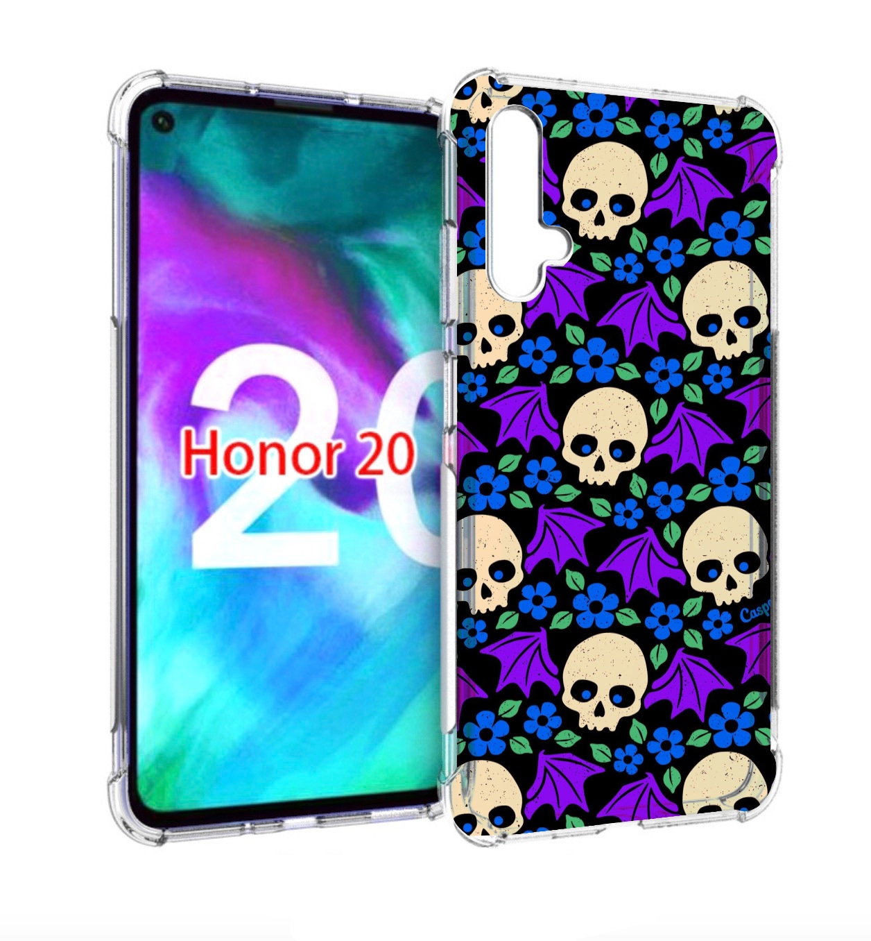 

Чехол бампер MyPads крылатые черепа для Honor 20, Прозрачный, Tocco