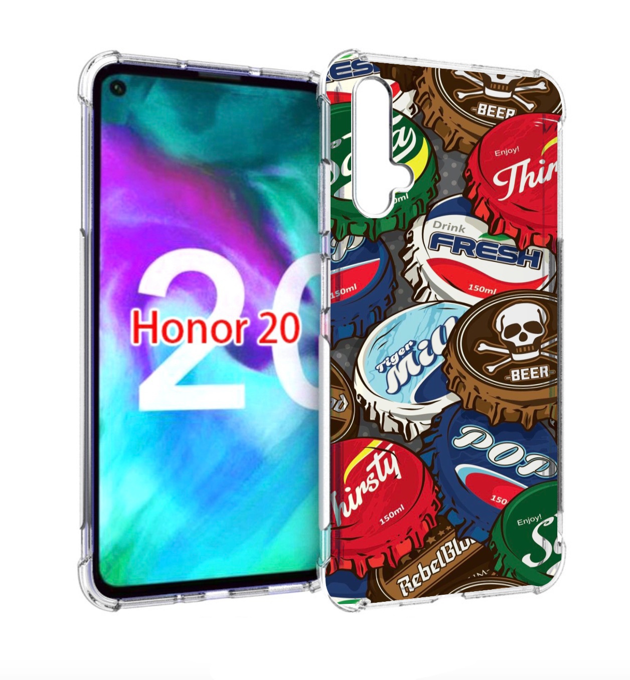 

Чехол бампер MyPads крышки от баночек для Honor 20, Прозрачный, Tocco