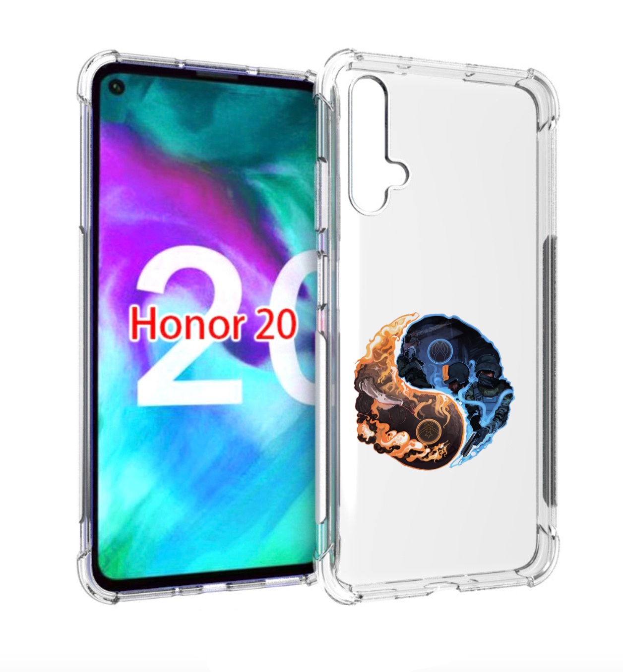 

Чехол бампер MyPads кс-го-инь-янь для Honor 20, Прозрачный, Tocco