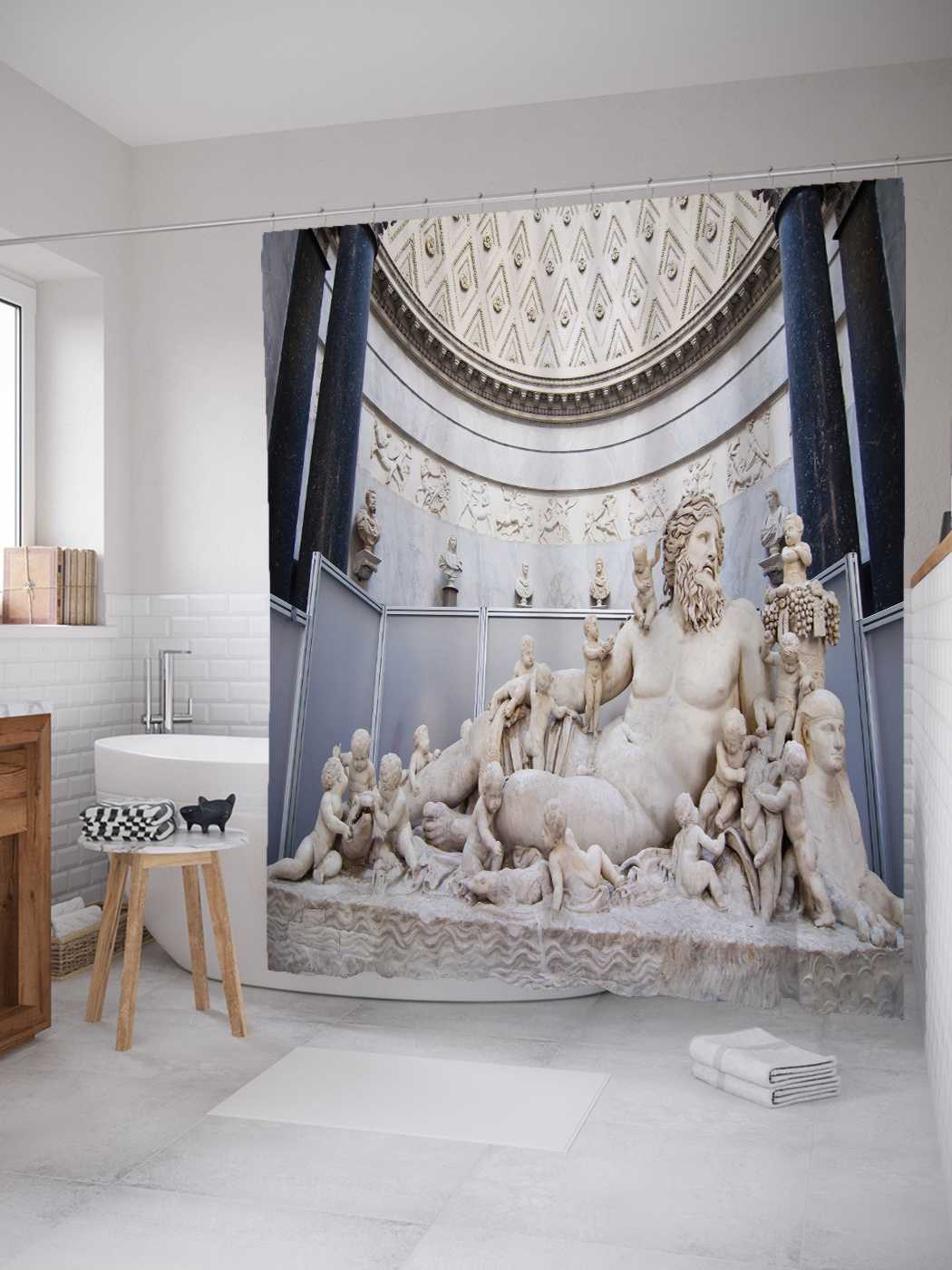 фото Штора для ванной joyarty "скульптура нила" из сатена, 180х200 см с крючками
