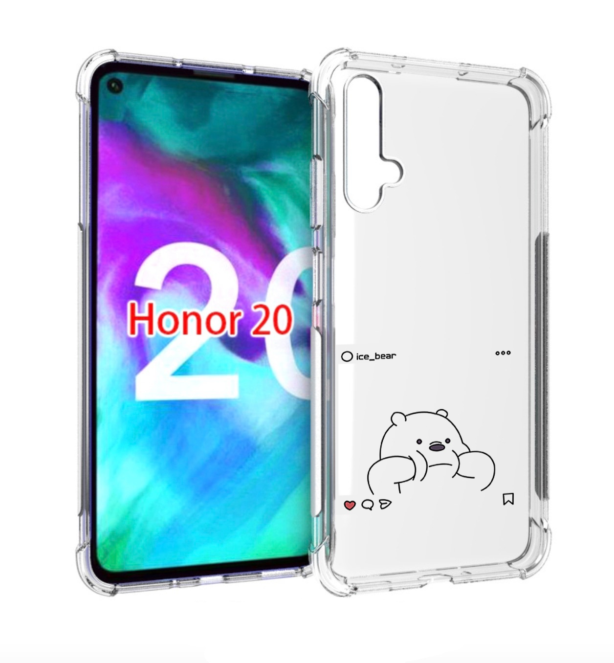 

Чехол бампер MyPads ледяной-медведь для Honor 20, Прозрачный, Tocco