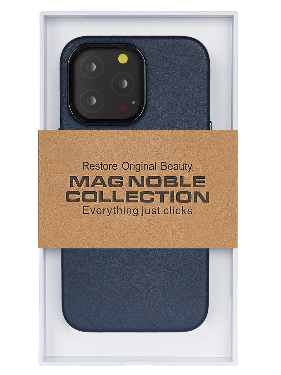 фото Чехол с magsafe для iphone 14 pro mag noble collection - темно синий