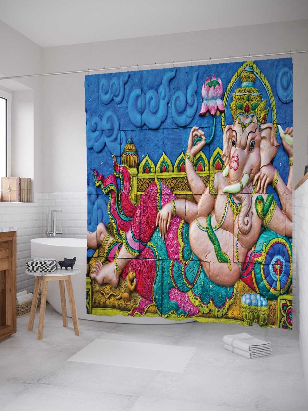 

Штора для ванной JoyArty "Тайны ганешы" из сатена, 180х200 см с крючками