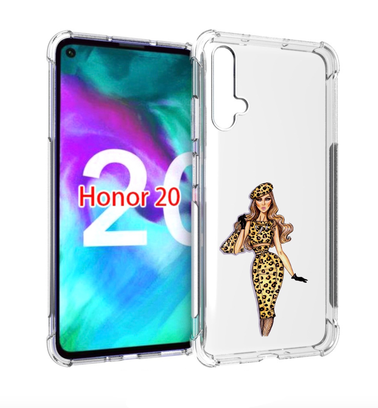

Чехол бампер MyPads леопардовое платье женский для Honor, Прозрачный, Tocco