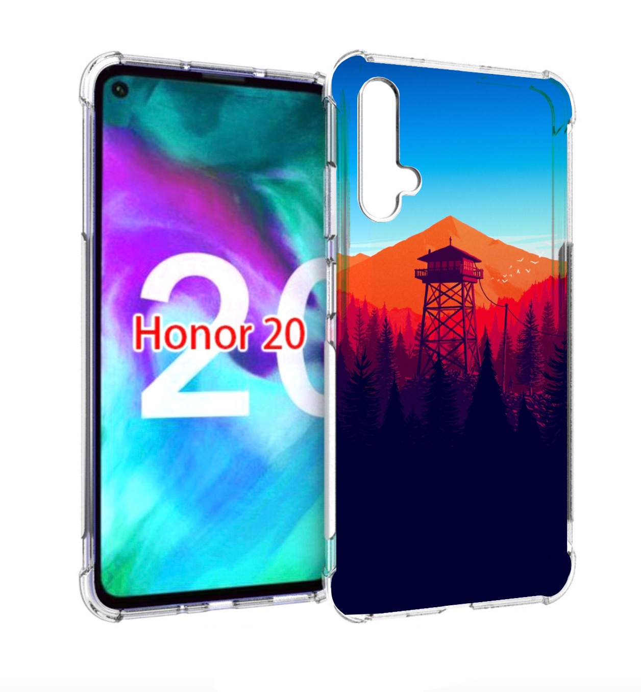 

Чехол бампер MyPads лес с оранжевыми горами для Honor 20, Прозрачный, Tocco