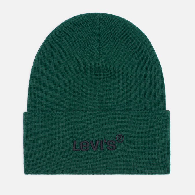 

Шапка бини унисекс LEVIS Wordmark Beanie зеленая, Зеленый, Wordmark Beanie