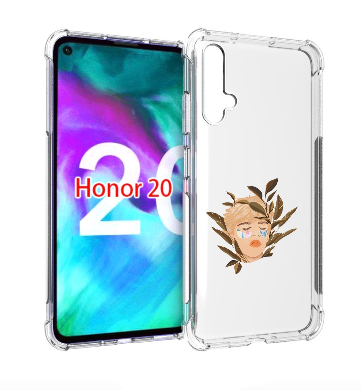 

Чехол бампер MyPads лицо-с-патчами для Honor 20, Прозрачный, Tocco