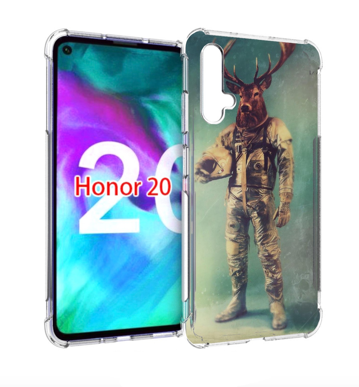 

Чехол бампер MyPads лось космонавт для Honor 20, Прозрачный, Tocco