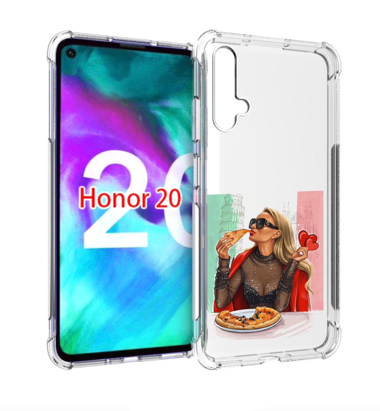 

Чехол бампер MyPads любительница-пиццы женский для Honor, Прозрачный, Tocco