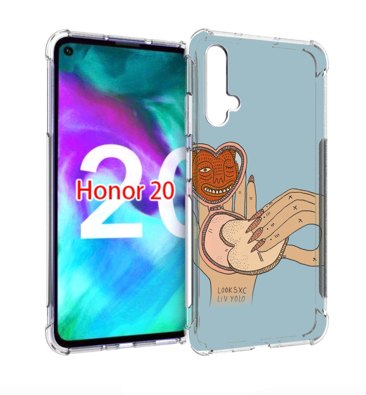 

Чехол бампер MyPads макияж картинка женский для Honor 20, Прозрачный, Tocco