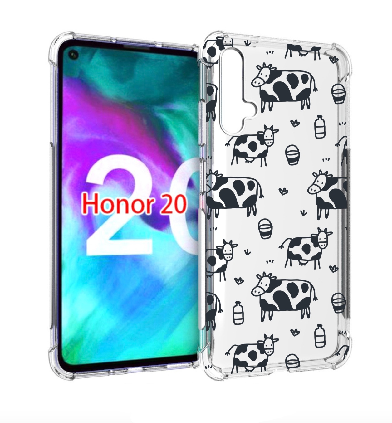 

Чехол бампер MyPads маленькие-коровки для Honor 20, Прозрачный, Tocco