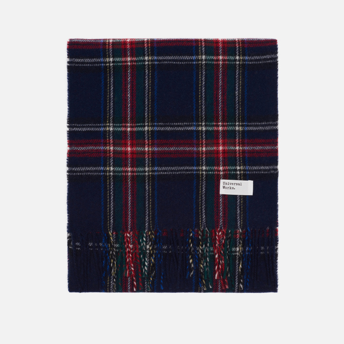 фото Шарф мужской universal works tartan wool синий 164х31 см