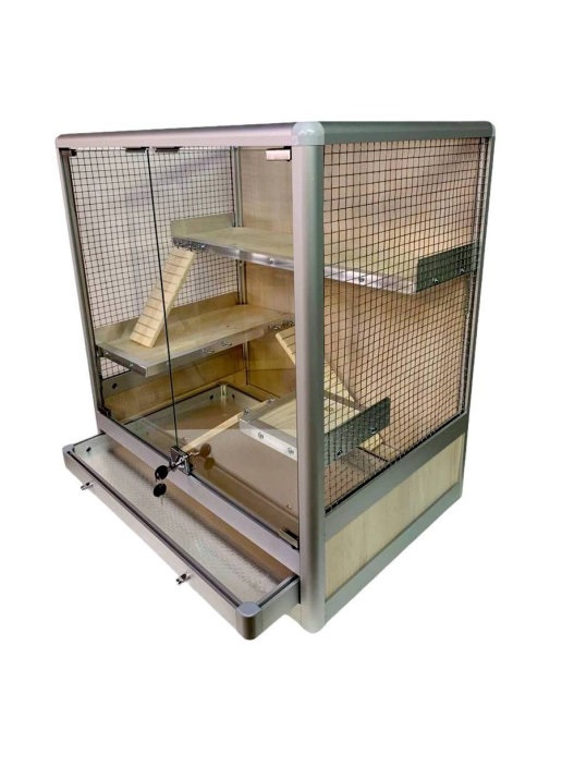 фото Клетка для грызунов шиншиллкин со стеклянными дверками и поддоном, 65*65*70 см