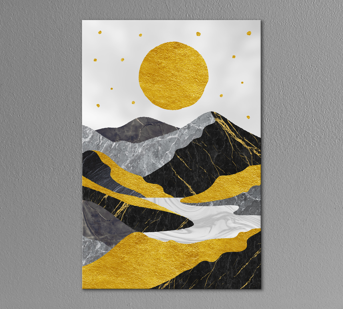 

Картина интерьерная на холсте Poly Print Art Солнце над горной рекой 90х60 см.