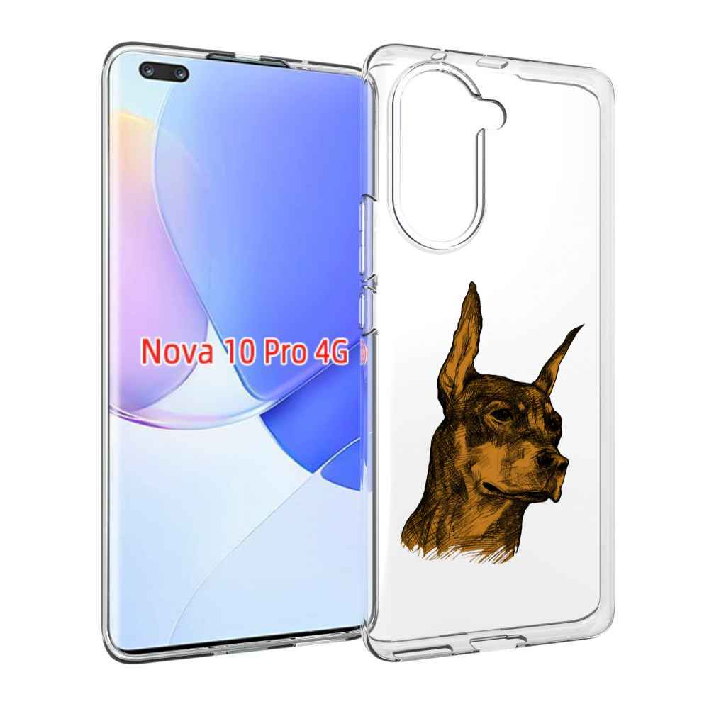 Чехол MyPads скетч доберман для Huawei Nova 10 Pro противоударный