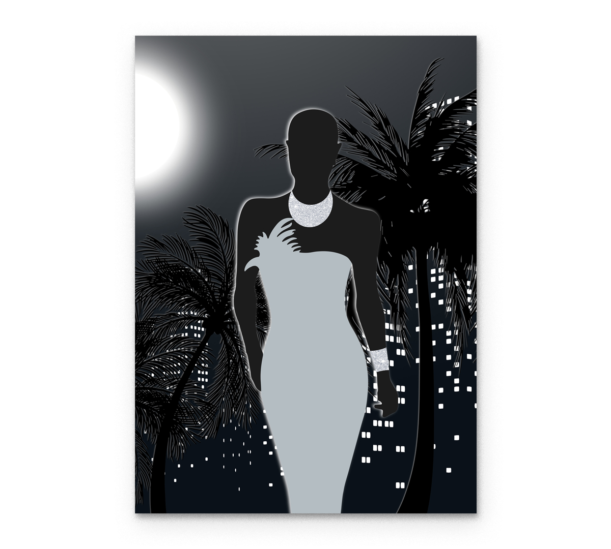 

Картина интерьерная на холсте Poly Print Art Ночная Африка центральная 70х50 см.