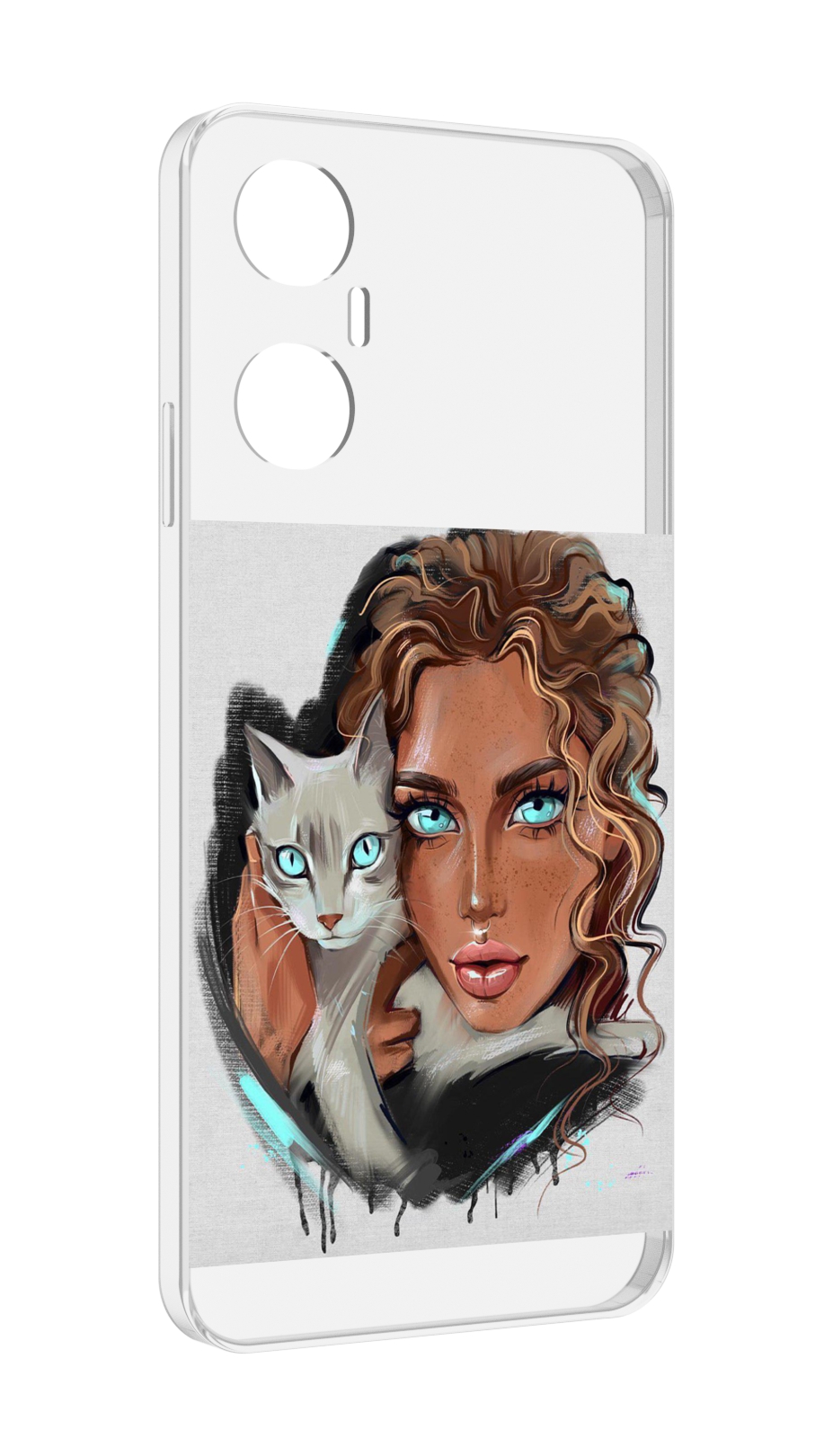 

Чехол MyPads девушка-с-котом-голубые-глаза женский для Infinix Hot 20 5G, Прозрачный, Tocco