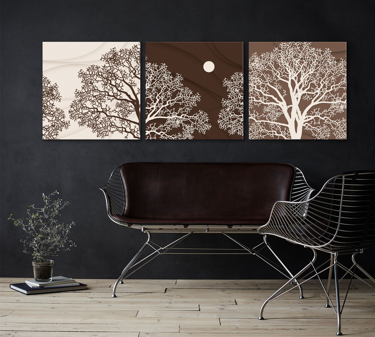 

Модульная картина на холсте для интерьера Poly Print Art Деревья 40х120 см.