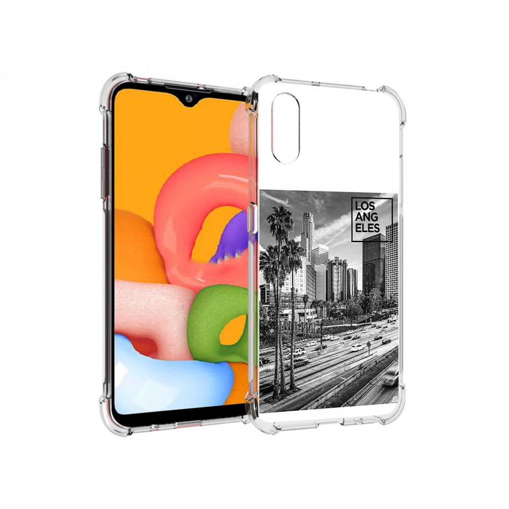 

Чехол MyPads Tocco для Samsung Galaxy A01 черно белый лос анджелес (PT144711.509.685), Прозрачный, Tocco