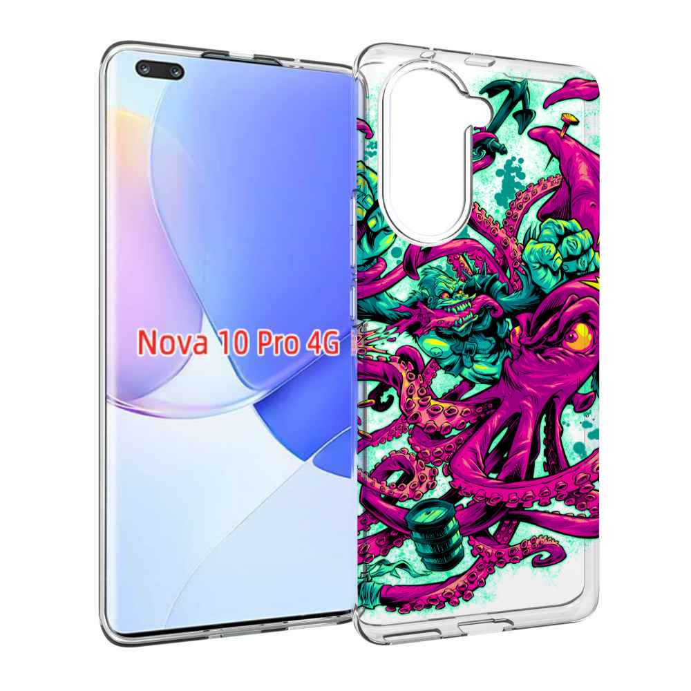 Чехол MyPads фиолетовый кракен для Huawei Nova 10 Pro противоударный