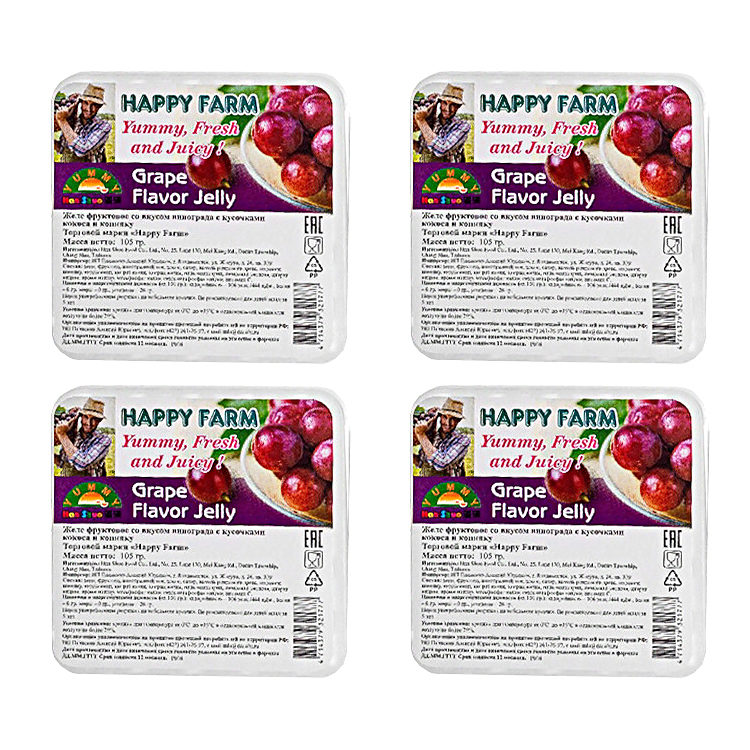 

Желе фруктовое Виноград, кокос и конняку Happy Farm (4 шт. по 105 г)