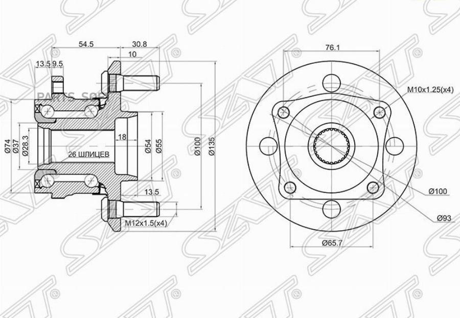 

SAT Ступичный узел задн. TOYOTA NZE12# 4WD