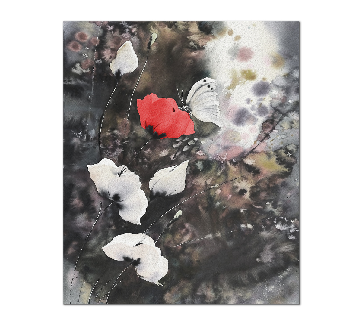 

Картина интерьерная на холсте Poly Print Art Маки и бабочка 60х50 см.