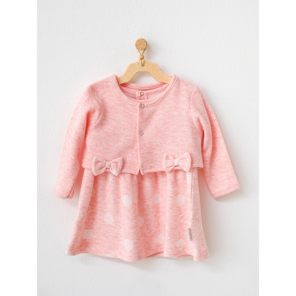 Платье для девочки с кофточкой AndyWawa серия Polka dot розовое размер 74-80