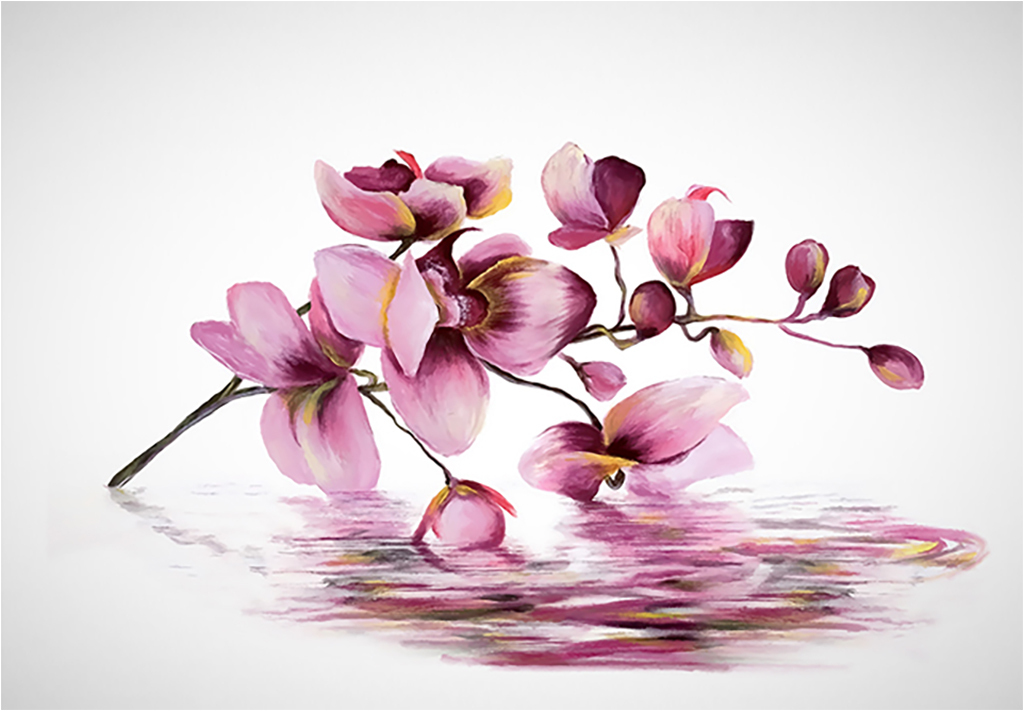 

Картина на холсте с подрамником ХитАрт Орхидеи красками 100x69 см, 3042