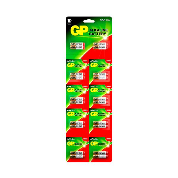 

Батарейка AAА щелочная GP 24AR-2P20 LR3-20BL Basic отрывные 10х2 шт, 20 шт