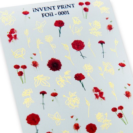 

Набор, iNVENT PRiNT, Фольгированный слайдер «Цветы. Веточки» №FOiL-001, 3 шт., Золотистый;красный