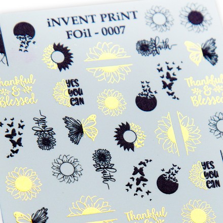 

Набор, iNVENT PRiNT, Фольгированный слайдер «Цветы. Бабочки» №FOiL-007, 3 шт., Черный;золотистый