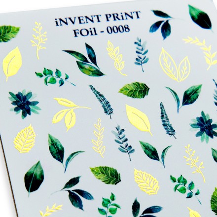 

Набор, iNVENT PRiNT, Фольгированный слайдер «Листья. Веточки» №FOiL-008, 3 шт., Разноцветный